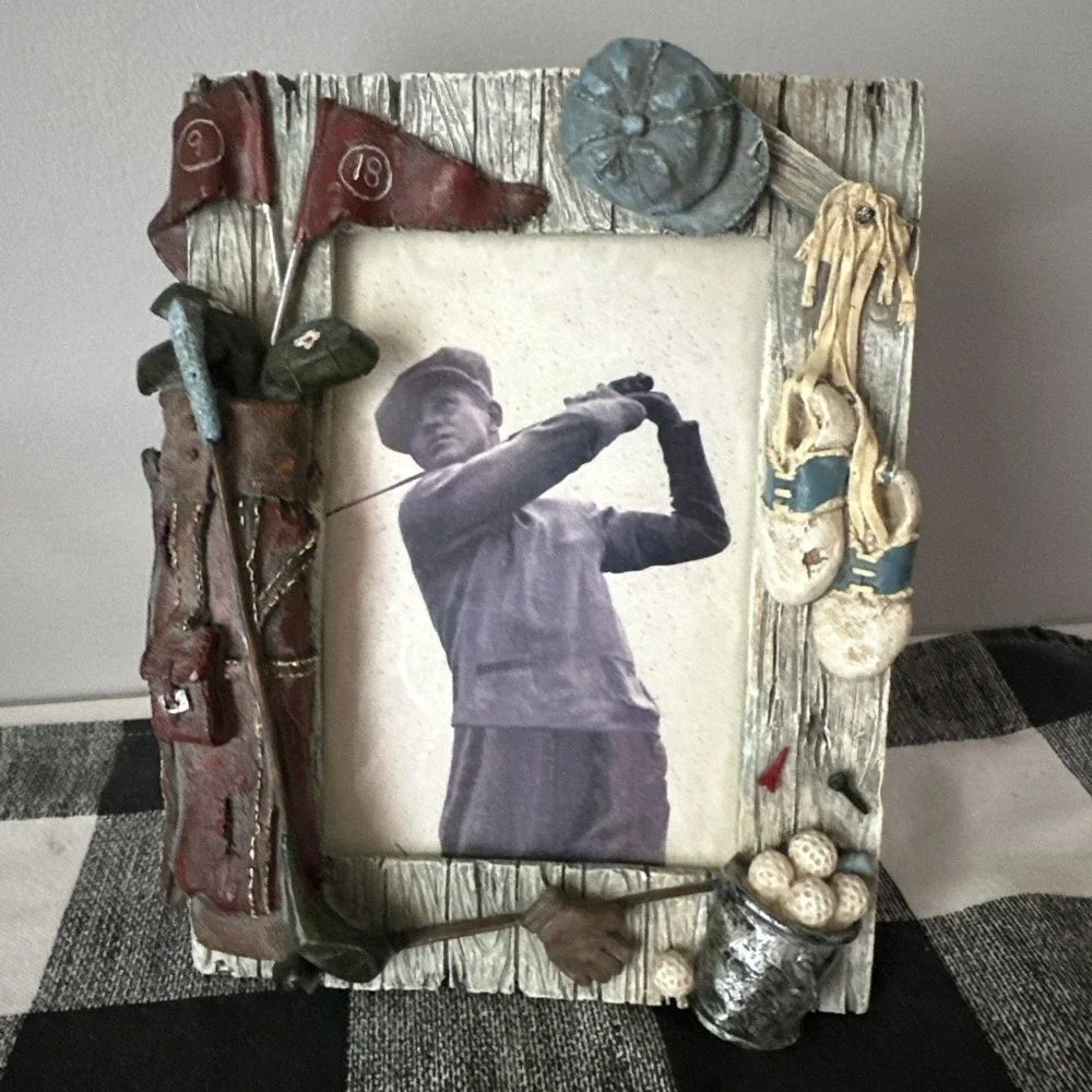 Golf Picture Frame 3D Resin 4x6 Photo Frame Golf Bag Clubs Shoes Tees Decor